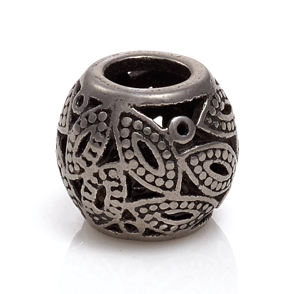 304 Stainless Steel European Beads, Large Hole Beads, Rondelle with Horse Eye