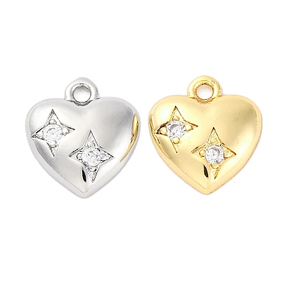 Латунные микро проложить кубического циркония прелести, без кадмия, без никеля и без свинца, сердце