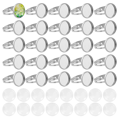 Наборы для самостоятельного изготовления колец-манжет, включая 304 компоненты кольца манжеты из нержавеющей стали, Прозрачные стеклянные кабошоны