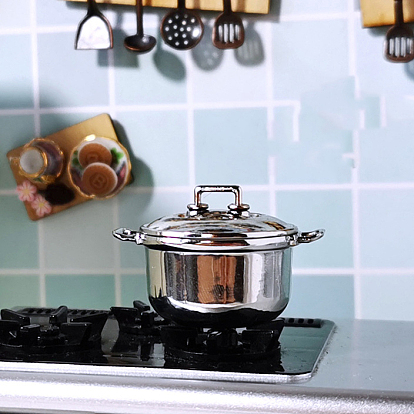 Мини-печки из сплава, с крышкой, миниатюрные украшения, аксессуары для кукольного домика с микро-ландшафтом, притворяясь опорными украшениями