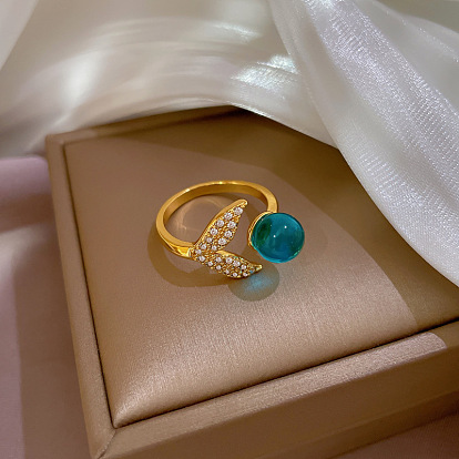 Adjustable Mermaid Ring with Zirconia - Exquisite Design, Statement Piece, Index Finger.