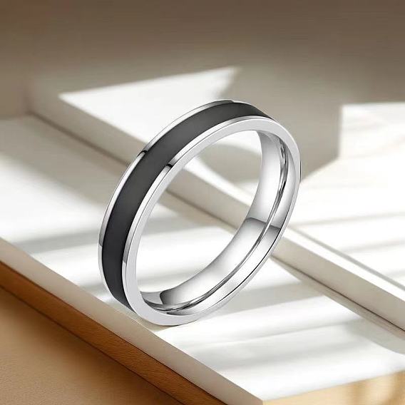 Stainless Steel Enamel Plain Band Rings