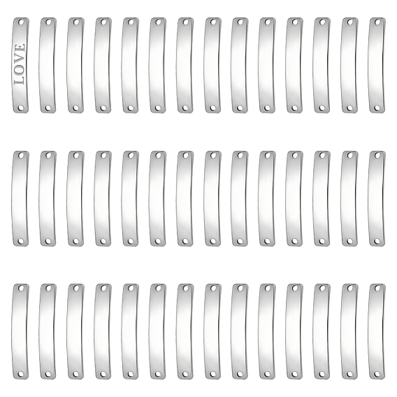 50шт. 201 звенья/соединители из нержавеющей стали, закругленный прямоугольник, штамповка пустой метки