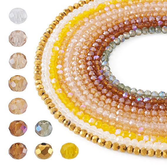 10 пряди 10 цвета гальванических стеклянных бусин пряди, смешанный стиль, граненые, рондель