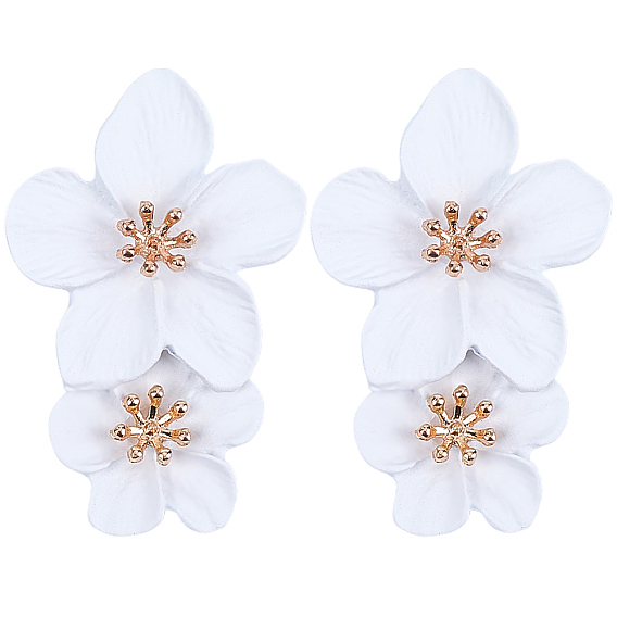 1 пара серег-гвоздиков с подвесками в виде цветка из сплава