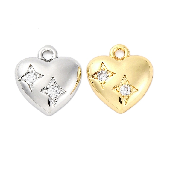 Латунные микро проложить кубического циркония прелести, без кадмия, без никеля и без свинца, сердце