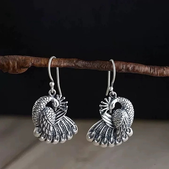 Alloy Dangle Earrings for Women, Peacock