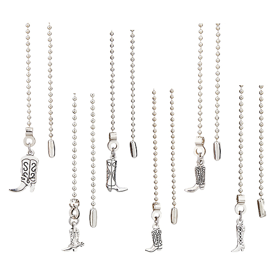 Удлинители цепи потолочного вентилятора из сплава в тибетском стиле, кулон в ковбойских сапогах в стиле вестерн, с цепями железный шар