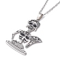 Skull 304 Stainless Steel Pendant Necklaces, with Enamel