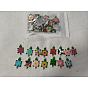 60Pcs 15 Styles Alloy Enamel Connector Charms, Tortoise Links with Flower & Round & Football Pattern, Platinum