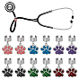 12pcs 6 couleurs empreinte de patte alliage émail stéthoscope pendentif décorations, avec 304 accessoires en acier inoxydable