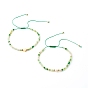 Nylon Thread Braided Bead Bracelets Sets, with Electroplate Glass Beads, Brass Beads, Heart