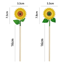 DIY Sunflower Plant Stake Diamond Painting Kits, including Plastic Board, Resin Rhinestones and Wooden Stick