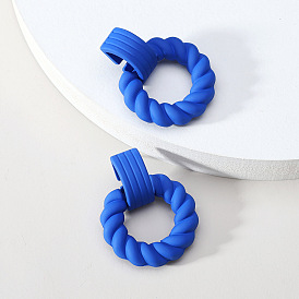Chic Candy-Colored Round Spiral Earrings with High-End Design and Unique Style