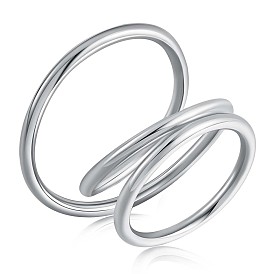 925 Sterling Silver Interlock Triple Loops Chunky Ring, Wire Wrap Jewelry for Women