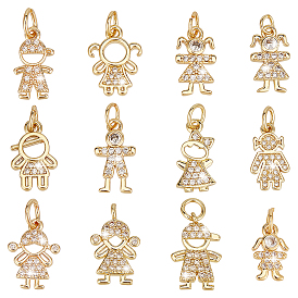 12 шт 12 стиль латунь микропаве прозрачные подвески из кубического циркония, с прыжковых колец, разнообразные