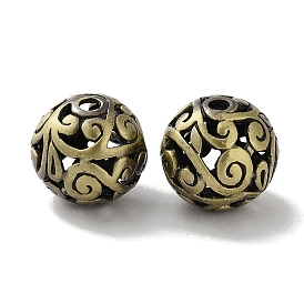 Tibetan Style Brass Beads, Cadmium Free & Lead Free, Hollow Round