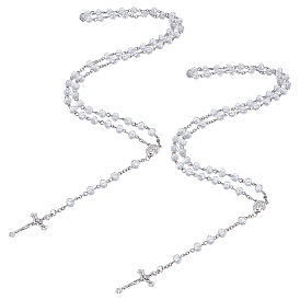 2 шт. граненые рондельные четки из прозрачного стекла, ожерелья с подвеской в виде креста Иисуса из цинкового сплава