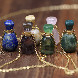Exquisite natural stone necklace perfume bottle pendant DIY jewelry fashion exquisite small bottle production