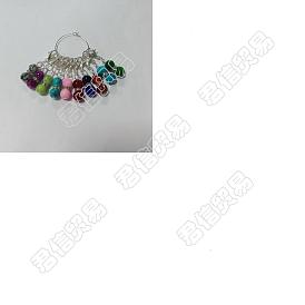 10 Décoration de pendentif en perles de verre peintes au four (pièces), marqueur de point, avec des épingles à tête plate en fer, Fermoir mousqueton, fermoirs de homard en alliage de zinc , Perles intercalaires fer strass et créoles laiton