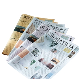 Крафт-бумага в газетном стиле, букет цветов оберточная бумага, свадебное оформление, шаблон слова