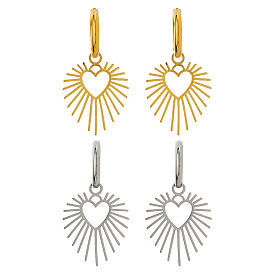 2пары 2 цвета 304 серьги-кольца из нержавеющей стали, сердце