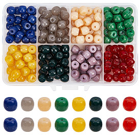 Opaque Solid Color Glass Beads Strands, Barrel