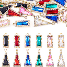 120 шт. 12 подвески из цинкового сплава, цветные, подвеска в виде прямоугольника и треугольника, со стразами, граненые, золотой свет