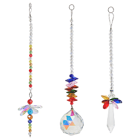 3шт. стеклянные стрекозы подвесные ловцы солнца, для наружного и садового декора