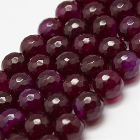 Facettes perles en agate naturelle brins, ronde, teint, Grade a