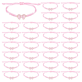 30 bracelets à maillons en alliage émaillé, bracelets en cordon de nylon tressé pour femmes, bowknot, or