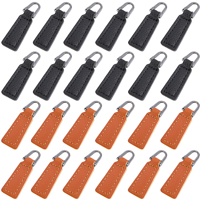 40 шт 2 цвета pu кожаный бегунок молнии, аксессуары для одежды, со сплавочной фурнитурой, трапециевидные