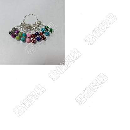 10 Décoration de pendentif en perles de verre peintes au four (pièces), marqueur de point, avec des épingles à tête plate en fer, Fermoir mousqueton, fermoirs de homard en alliage de zinc , Perles intercalaires fer strass et créoles laiton