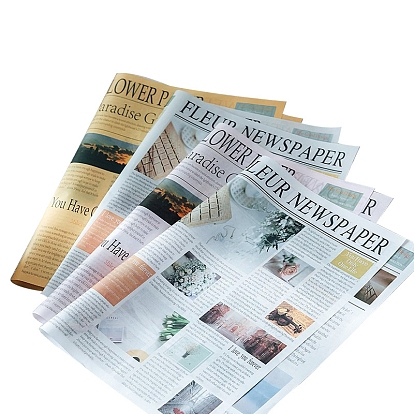 Newspaper Style Kraft Paper, Flower Bouquet Wrapping Craft Paper, Wedding Party Decoration, Word Pattern