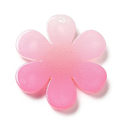 Gradient Color Transparent Acrylic Pendants, with Sequins, Sunflower with Smiling Face Charm