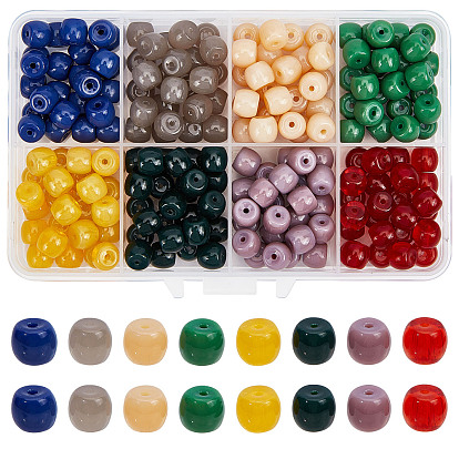 Opaque Solid Color Glass Beads Strands, Barrel