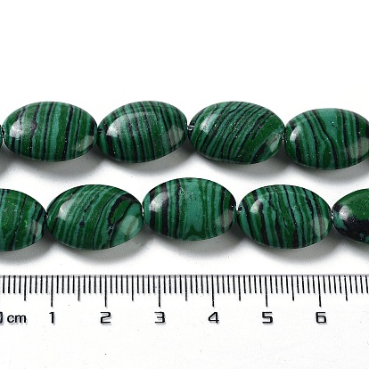 Synthetic Malachite Beads Strands, Flat Oval