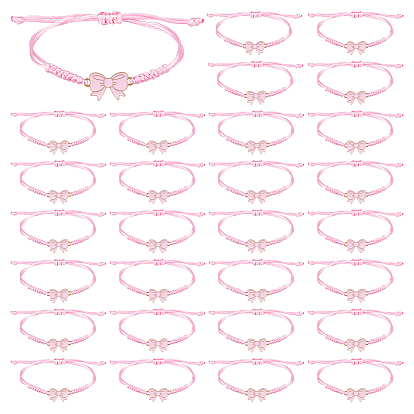 30 bracelets à maillons en alliage émaillé, bracelets en cordon de nylon tressé pour femmes, bowknot, or