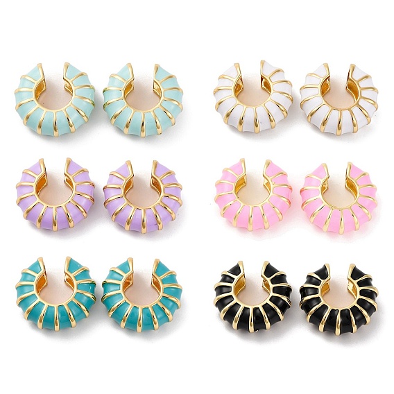 Латунные серьги-каффы для женщин, с эмалью, золотые