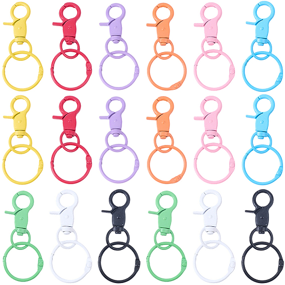 18 шт. 9 цвета, окрашенные распылением, поворотные застежки из цинкового сплава, с застежкой для ключей