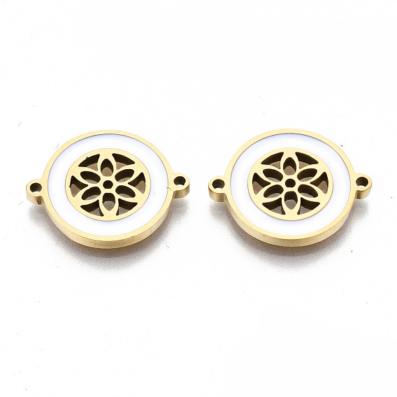304 Edelstahl-Emaille-Verbindungsverbinder, Laserschnitt, flach rund mit Blume