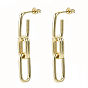 Brass Dangle Stud Earrings, with Ear Nuts, Nickel Free, Cable Chain