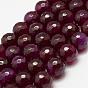Faceted Natural Agate Beads Strands, Round, Dyed, Grade A