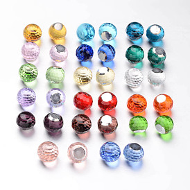 Faceted Round Glass Cabochons, 8x7mm