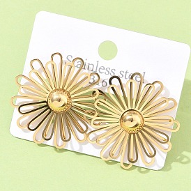 304 из нержавеющей стали серьги, цветок, ионное покрытие (ip)