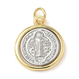 Латунные подвески, плоские круглые с святым Бенедиктом, без свинца и без кадмия, долговечный, с целью перехода в кольце