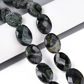 Естественной яшмы бисер нитей, Плоско-овальные, граненые