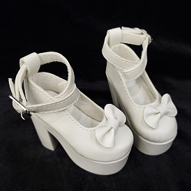 PU Leather Doll Bowknot High-heeled Shoes, Fit 18 Inch Girl Doll Accessories, Doll Making Supples
