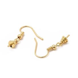 Brass Earring French Hooks with Coil and Ball, Ear Wire for Half Drilled Beads, Long-Lasting Plated