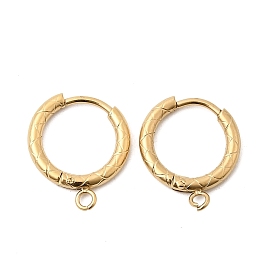 304 фурнитура для сережек-колец Huggie Hoops из текстурированной нержавеющей стали, ионное покрытие (ip), с горизонтальной петлей